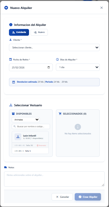 Formulario nuevo alquiler